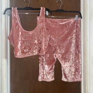 Pink suede set